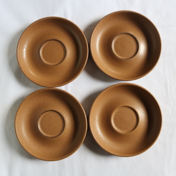 DENBY Set of 4 Cotswold Acorn Cup & Saucer Country Faye Brown Textured Stoneware - Picture 6 of 10